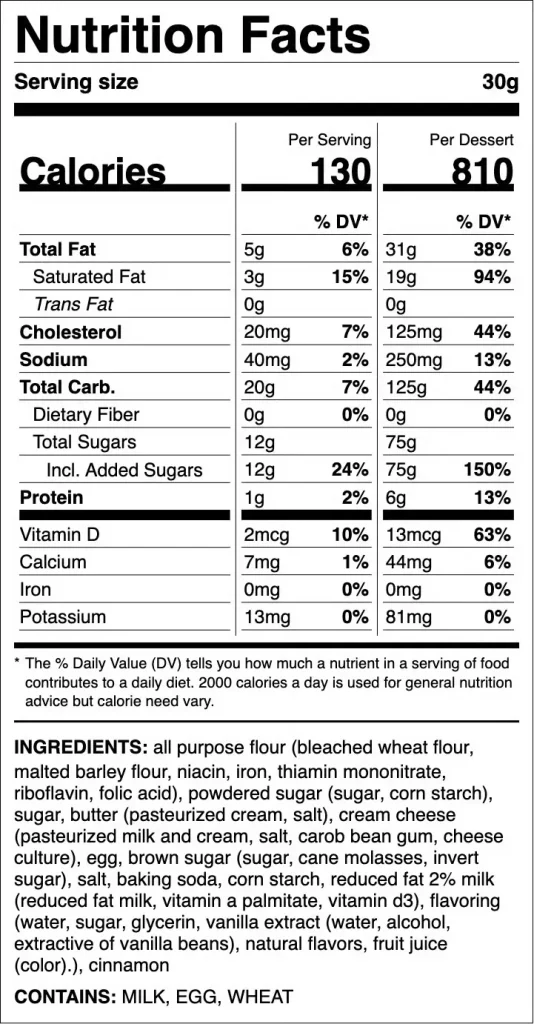 Cinnamon Roll Cookie Nutrition Information